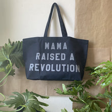 Load image into Gallery viewer, mama raised a revolution tote ~Black with reflective lettering ~ by rayo & honey