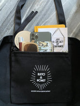 Load image into Gallery viewer, mama raised a revolution tote ~Black on Black Lettering ~ by rayo &amp; honey
