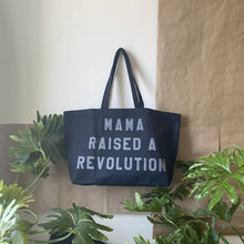 Load image into Gallery viewer, mama raised a revolution tote ~Black with reflective lettering ~ by rayo &amp; honey
