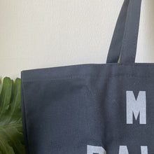 Load image into Gallery viewer, mama raised a revolution tote ~Black with reflective lettering ~ by rayo &amp; honey
