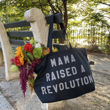 Load image into Gallery viewer, mama raised a revolution tote ~Black with reflective lettering ~ by rayo &amp; honey
